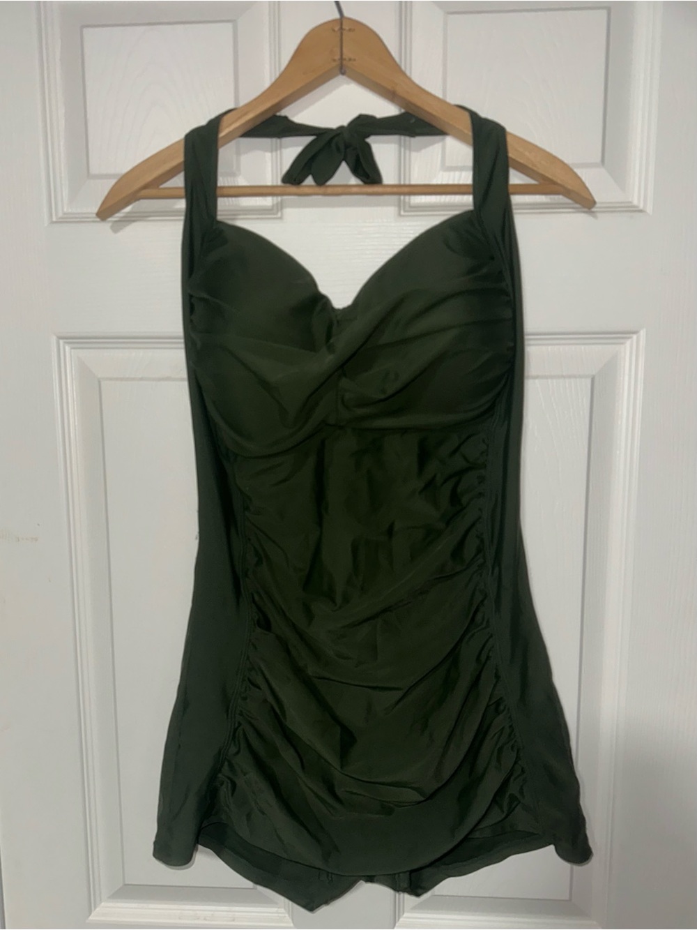 Olive Green Ruched Swimsuit